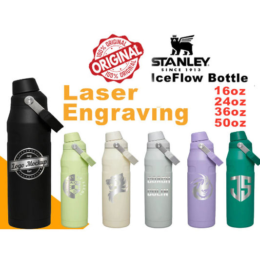16oz,24oz,36oz,50oz Stanley Ice Flow Fast Flow Bottle, Personalized Stainless Steel Bottle,Laser Engraved Bottle with cap holder and Lid