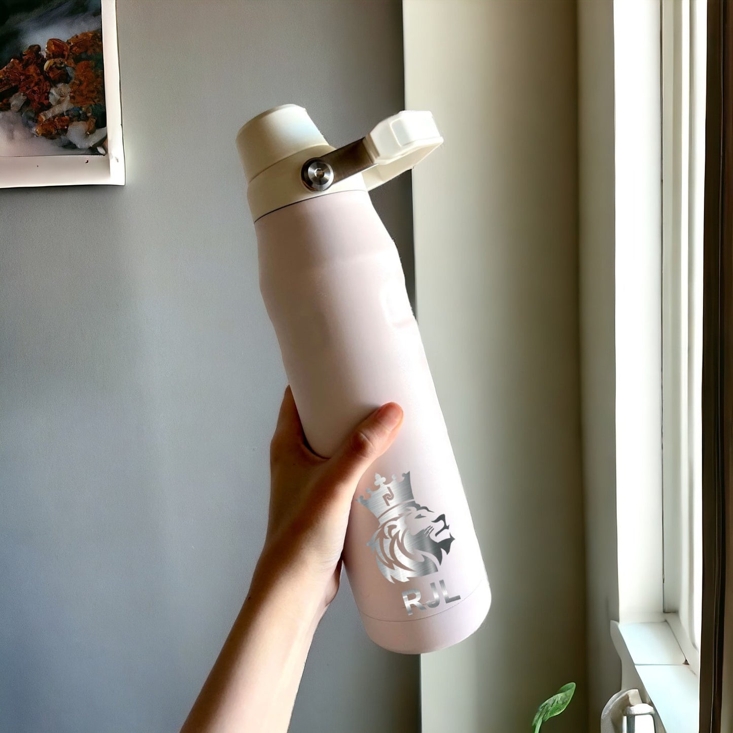 24oz Stanley Ice Flow Fast Flow Bottle, Personalized Stainless Steel Water Bottle,Laser Engraved Bottle with Integrated cap holder and Lid