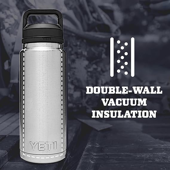 36oz YETI Rambler Stainless Steel Water Bottle, Personalized Vacuum Insulated Bottle, Laser Engraved Water Bottle with Straw Cap, Drinkware