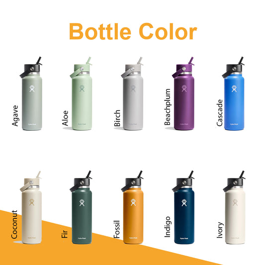 40oz Hydro Flask Flex Straw Lid Bottle, Personalized Stainless Steel Water Bottle, Laser Engrave Insulated Water Bottles 1 engraving lounge