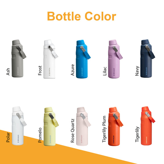16oz Stanley Ice Flow Fast Flow Bottle, Personalized Stainless Steel Water Bottle,Laser Engraved Bottle with Integrated cap holder and Lid