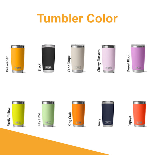 YETI Rambler Tumbler Stainless Steel, Personalized Stainless Steel Tumbler, Laser Engraved Tumbler, 20oz, 10oz