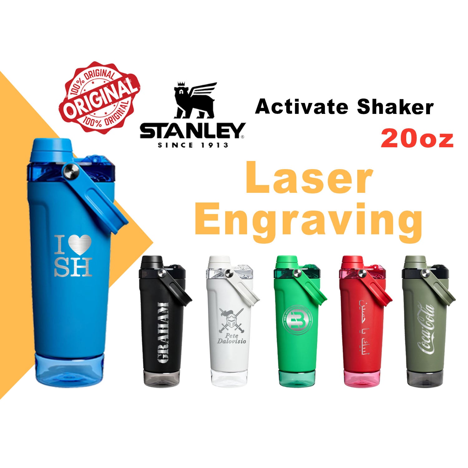 20 ounce stanley water bottle 20oz Stanley Activate Shaker, Laser Engraved Stainless Steel Shaker with  your Name & Logo Engraved, Best Gift, Christmas Gift