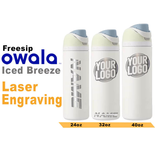 Owala Iced Breeze Insulated Water Bottles, Personlized Stainless Steel Water Bottle, Laser Engrave Custom Water Bottle with Straw.