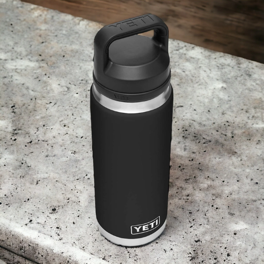 Personalized Black Color YETI Rambler Stainless Steel Bottle, Vacuum Insulated Custom Bottle, Laser Engraved Bottle in Different Size