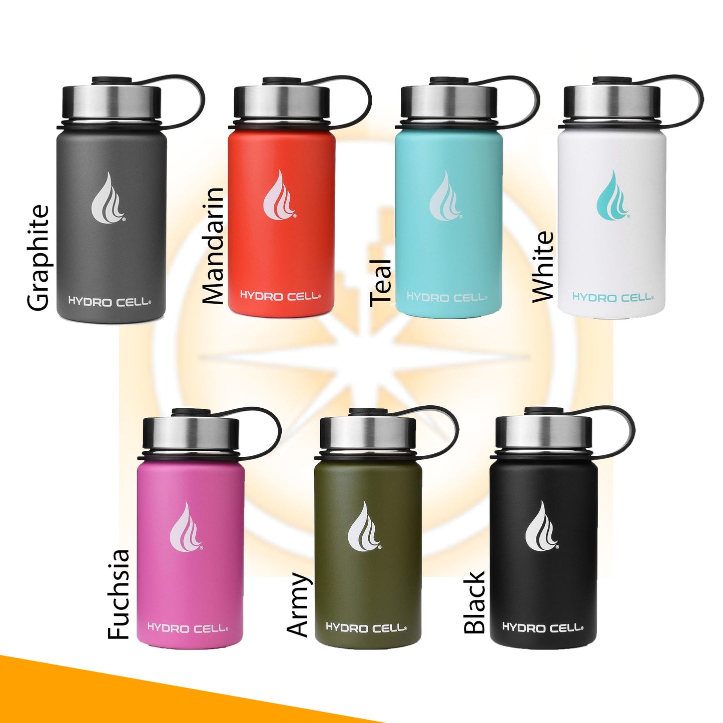Personalized HYDRO CELL Stainless Steel Insulated Water Bottle with Straw - For Cold & Hot Drinks 14oz