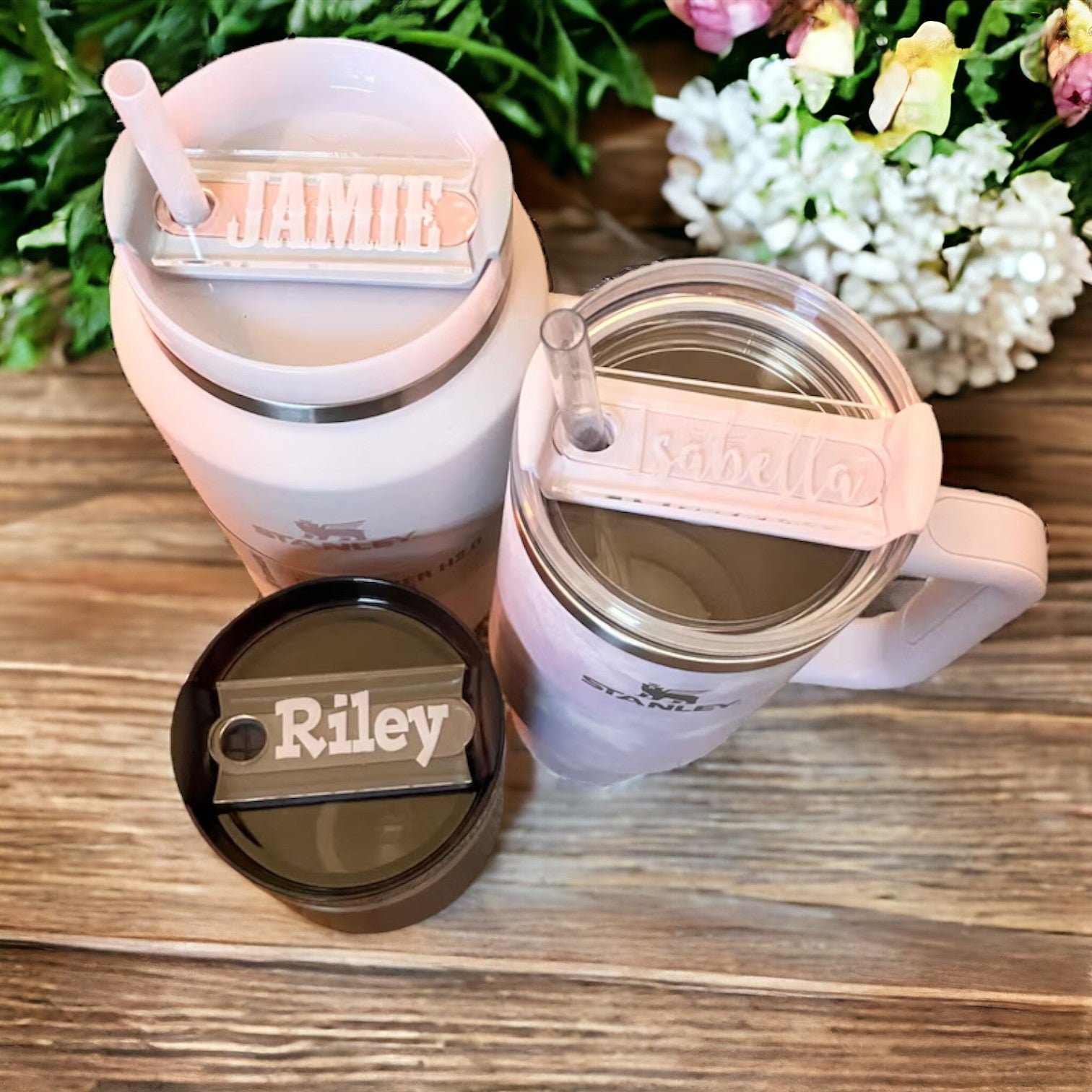 Personalized Stanley Tumbler Name Plate | Custom Stanley Cup Name Tag | Tumbler Accessories 20oz, 30oz, 40oz, Lid Topper, Acrylic Name Tag