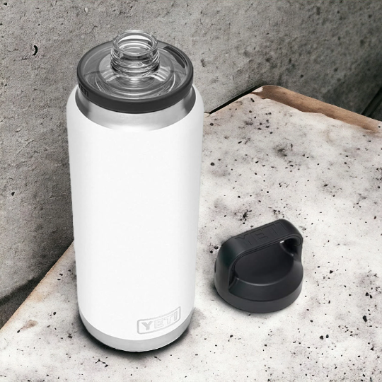 Personalized White Color YETI Rambler Stainless Steel Bottle, Vacuum Insulated Custom Bottle, Laser Engraved Bottle in Different Size