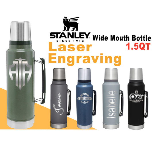 Stanley Wide Mouth Bottle Stainless Steel Bottle, Personalized Stainless Steel Bottle, Laser Engraved Bottle, 1.5QT