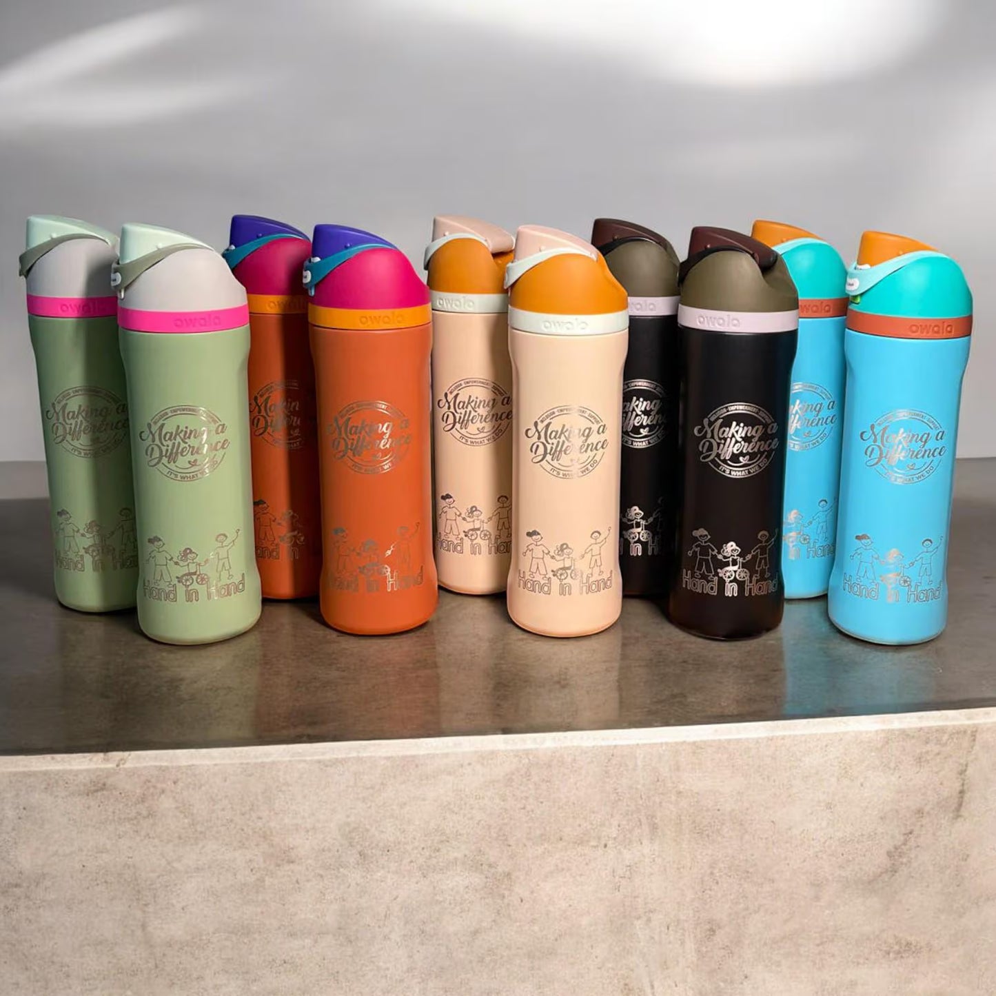 18oz, 24oz Owala FreeSip Twist Water Bottles | Laser Engraved Stainless Steel Water Bottle with Straw | Best For Travel, Sports and Gym.