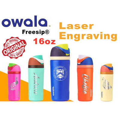 16oz Owala Insulated Water Bottles, Personlized Stainless Steel Water Bottle, Laser Engrave Custom Water Bottle with Straw for Sports