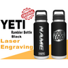 Personalized Black Color YETI Rambler Stainless Steel Bottle, Vacuum Insulated Custom Bottle, Laser Engraved Bottle in Different Size