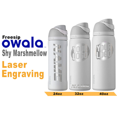 Owala Shy Marshmallow Insulated Water Bottles, Personlized Stainless Steel Water Bottle, Laser Engrave Custom Water Bottle with Straw.