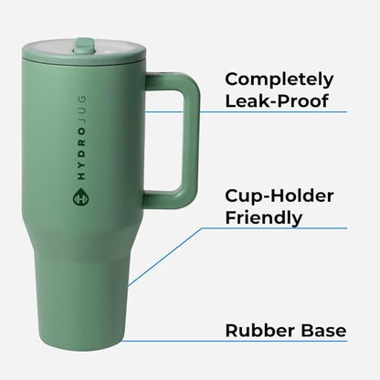 20oz, 30oz, 40oz HydroJug Traveler Tumbler, Personalized Stainless Steel Tumbler with Handle & Flip Straw, Laser Engrave Leak Resistant Tumbler With Rubber Base 6 engraving lounge