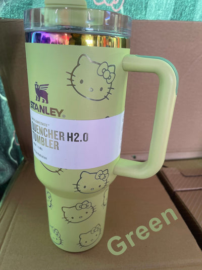 40oz Stanley Hello Kitty Stainless Steel Tumbler, Laser Engraved Tumbler With Lid and Straw, Gift for Her, Drinkware.