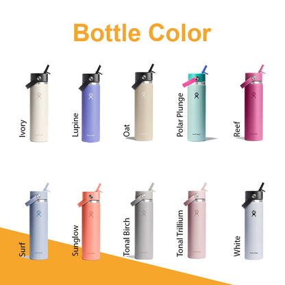 24oz Hydro Flask Flex Straw Lid Bottle, Personalized Stainless Steel Water Bottle, Laser Engrave Insulated Water Bottles