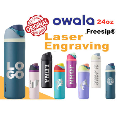 24oz Owala Insulated Water Bottles, Personlized Stainless Steel Water Bottle, Laser Engrave Custom Water Bottle with Straw for Sports