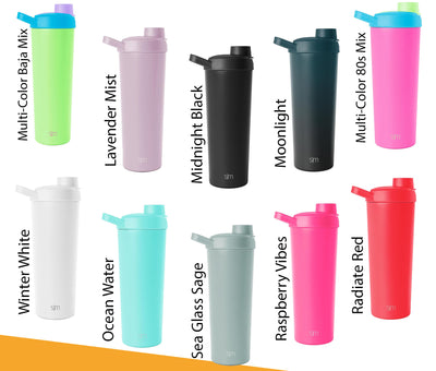 24oz Simple Modern Insulated Protein Shaker, Personlized Stainless Steel Tumbler, Laser Engrave Custom Water Bottle for Sports and Travel.
