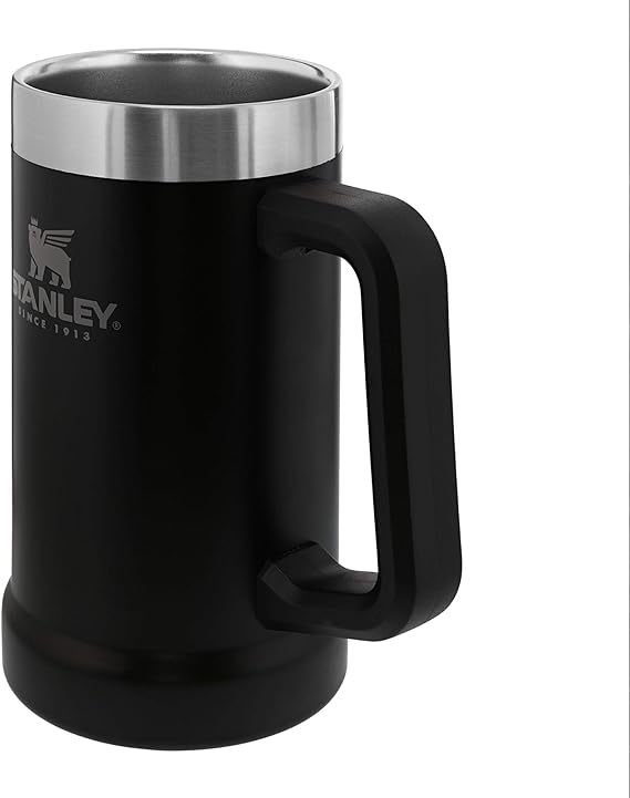 24oz Stanley Big Grip Beer Stein Stainless Steel Tumbler, Personalized Stainless Steel Tumbler, Laser Engraved Tumbler.