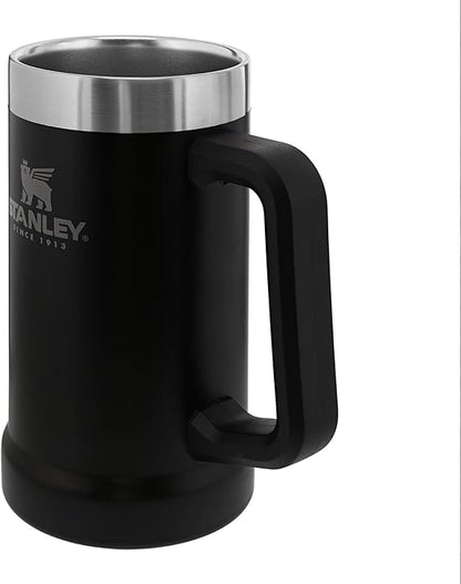 24oz Stanley Big Grip Beer Stein Stainless Steel Tumbler, Personalized Stainless Steel Tumbler, Laser Engraved Tumbler.