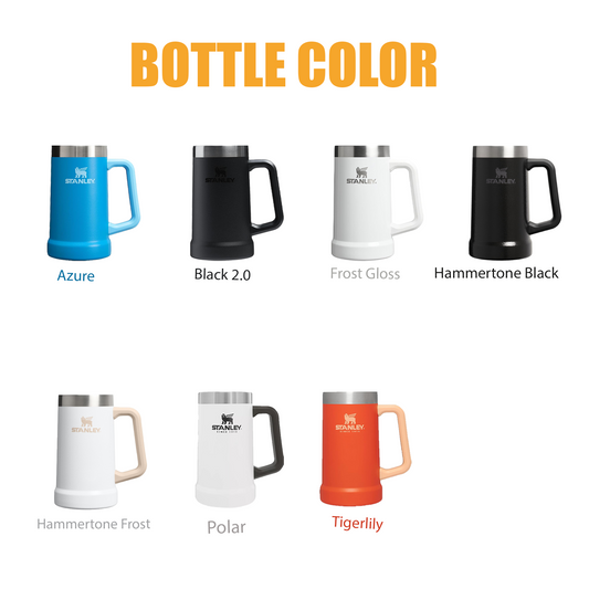 24oz Stanley Big Grip Beer Stein Stainless Steel Tumbler, Personalized Stainless Steel Tumbler, Laser Engraved Tumbler.