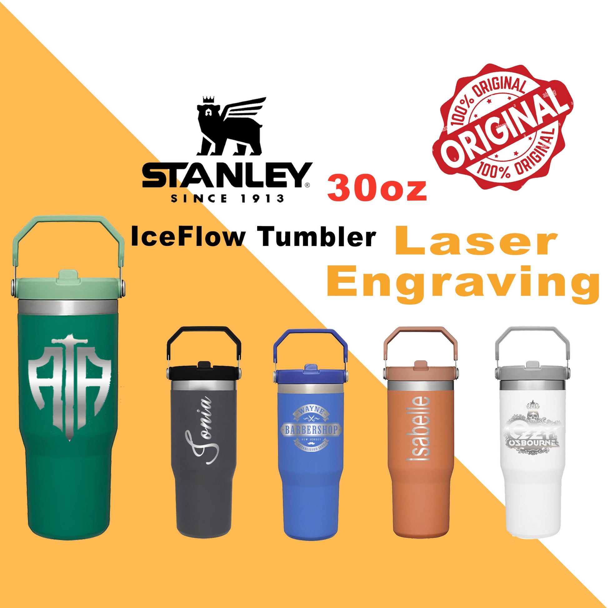 30oz Stanley IceFlow Flip Straw Bottle, Personalized Stainless Steel Tumbler, Laser Engraved Travel Cup, Gift for Best Friend, best for Gym