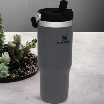 30oz Stanley IceFlow Flip Straw Bottle, Personalized Stainless Steel Tumbler, Laser Engraved Travel Cup, Gift for Best Friend, best for Gym 8 engraving lounge