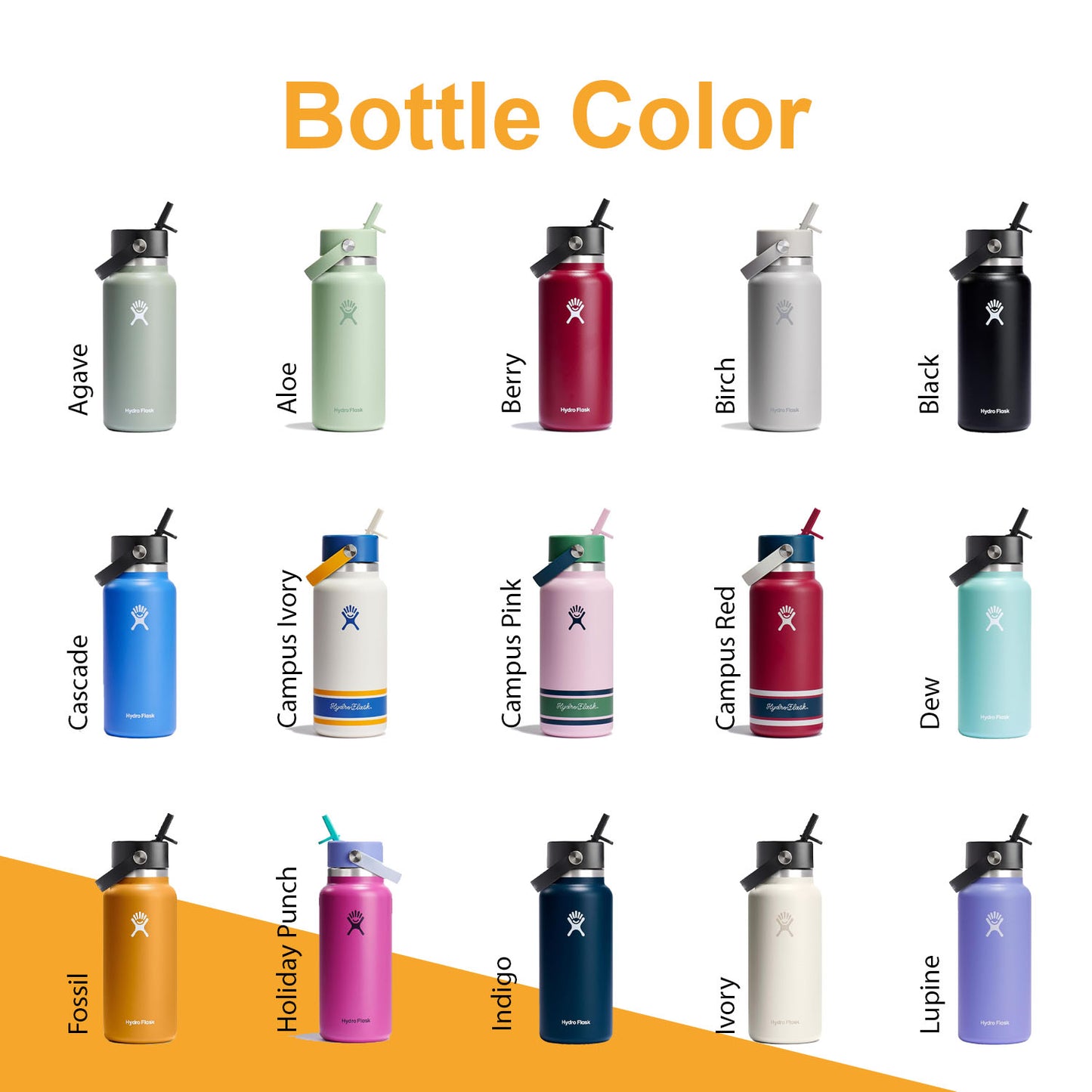 32oz Hydro Flask Flex Straw Lid Bottle, Personalized Stainless Steel Water Bottle, Laser Engrave Insulated Water Bottles