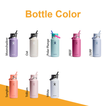 32oz Hydro Flask Flex Straw Lid Bottle, Personalized Stainless Steel Water Bottle, Laser Engrave Insulated Water Bottles
