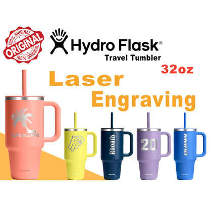 32oz Hydro Flask Travel Tumbler, Personalized Stainless Steel Insulated Cup with Lid and Straw, Laser Engraved Tumbler for Cold Water and Drinks for Sports, School, engraving lounge