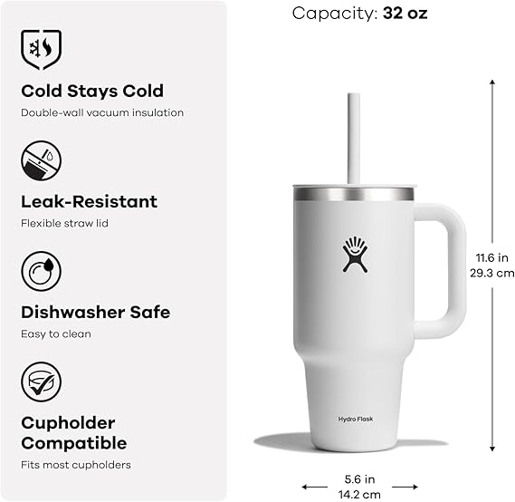32oz Hydro Flask Travel Tumbler, Personalized Stainless Steel Insulated Cup with Lid and Straw, Laser Engraved Tumbler for Cold Water and Drinks for Sports, School 6 engraving lounge