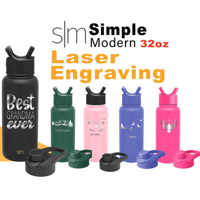32oz Simple Modern Water Bottle with Straw and Chug Lid Vacuum Insulated, Personlized Stainless Steel Metal Thermos Bottles 32oz, Laser Engrave Custom Water Bottle,Reusable Leak Proof BPA-Free Flask for Sports Gym