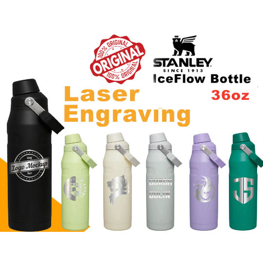 36oz Stanley Ice Flow Fast Flow Bottle, Personalized Stainless Steel  Water Bottle,Laser Engraved Bottle with Integrated cap holder and Lid