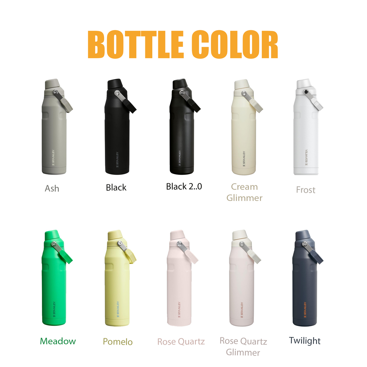 36oz Stanley Ice Flow Fast Flow Bottle, Personalized Stainless Steel  Water Bottle,Laser Engraved Bottle with Integrated cap holder and Lid 1 engraving lounge