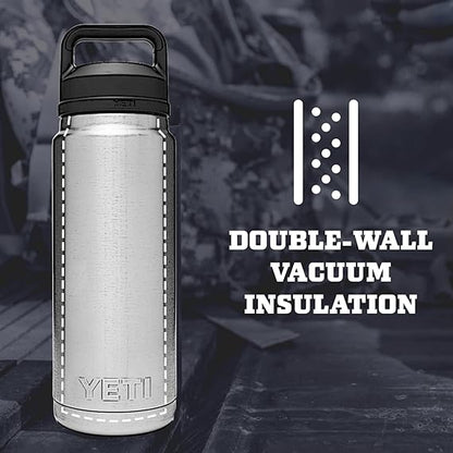 36oz YETI Rambler Stainless Steel Water Bottle, Personalized Vacuum Insulated Bottle, Laser Engraved Water Bottle with Straw Cap, Drinkware