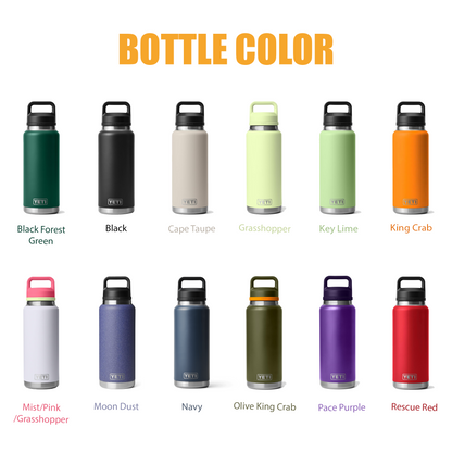 36oz YETI Rambler Stainless Steel Water Bottle, Personalized Vacuum Insulated Bottle, Laser Engraved Water Bottle with Straw Cap, Drinkware 1 engraving lounge