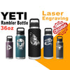 36oz YETI Rambler Stainless Steel Water Bottle, Personalized Vacuum Insulated Bottle, Laser Engraved Water Bottle with Straw Cap, Drinkware