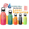Personalized HYDRO CELL Ombre Color Stainless Steel Water Bottle, Laser Engraved Bottle Standard Mouth Lids, 16oz, 20oz, 24oz, 32oz