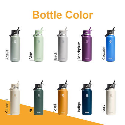 40oz Hydro Flask Flex Straw Lid Bottle, Personalized Stainless Steel Water Bottle, Laser Engrave Insulated Water Bottles