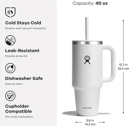 40oz Hydro Flask Travel Tumbler, Personalized Stainless Steel Insulated Cup with Lid and Straw, Laser Engraved Tumbler for Cold Water and Drinks for Sports, School 5 engraving lounge