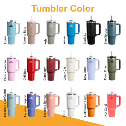 Stanley 30oz & 40oz Quencher H2.0 Stainless Steel Tumbler, Personalized Stainless Steel Tumbler, Laser Engraved Tumbler, Stanley Water Bottle