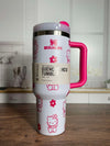 40oz Stanley Hello Kitty Laser Engraved Tumbler, Custom Tumbler with Straw and Lid in Different Colors