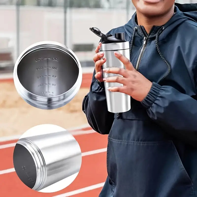 24oz Thermal Protein Shaker Bottle, Double Walled 304,Personalized Stainless Steel Powder Shaker Bottle, Laser Engrave Vacuum Flask