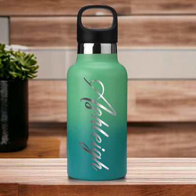 Personalized HYDRO CELL Ombre Color Stainless Steel Water Bottle, Laser Engraved Bottle Standard Mouth Lids, 16oz, 20oz, 24oz, 32oz