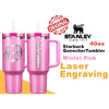 Stanley x Starbucks Quencher 40oz Tumbler Winter Pink, Personalized Tumbler With Lid and Straw, Laser Engraved Tumbler, Drinkware, Sports