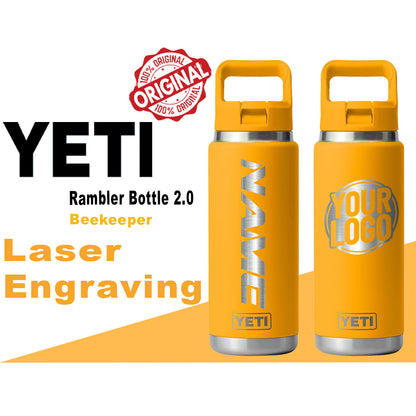YETI Beekeeper Rambler Bottle 2.0: Laser Engraved Stainless Steel, Personalized Yeti, Custom Name Bottle, Custom Text Bottle, Father's Gift