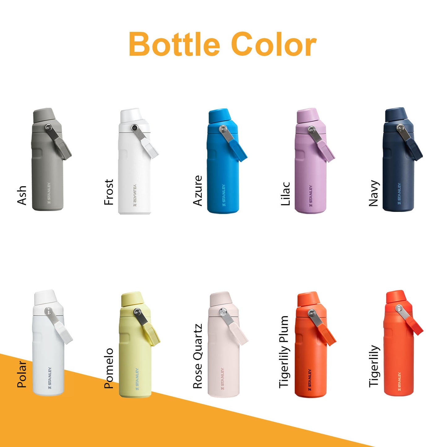 16oz Stanley Ice Flow Fast Flow Bottle, Personalized Stainless Steel  Water Bottle,Laser Engraved Bottle with Integrated cap holder and Lid