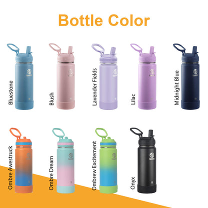 Personalized Takeya 18oz Activate Bottle: Laser Engraved Stainless Steel Water Bottle With Straw Lid, Custom Name Bottle, Custom Logo Bottle