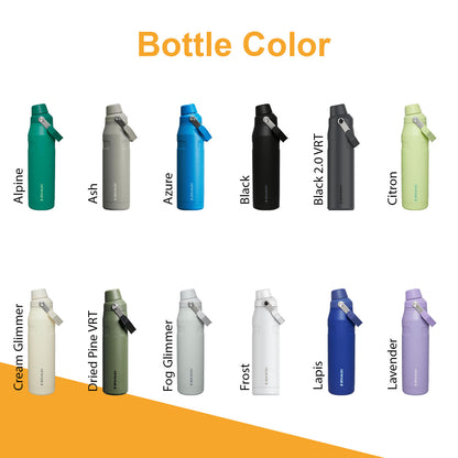 36oz Stanley Ice Flow Fast Flow Bottle, Personalized Stainless Steel  Water Bottle,Laser Engraved Bottle with Integrated cap holder and Lid