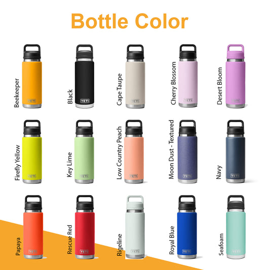 Personalized 46oz YETI Rambler Stainless Steel Bottle, Vacuum Insulated Custom Water Bottle, Laser Engraved Bottle with Chug Cap